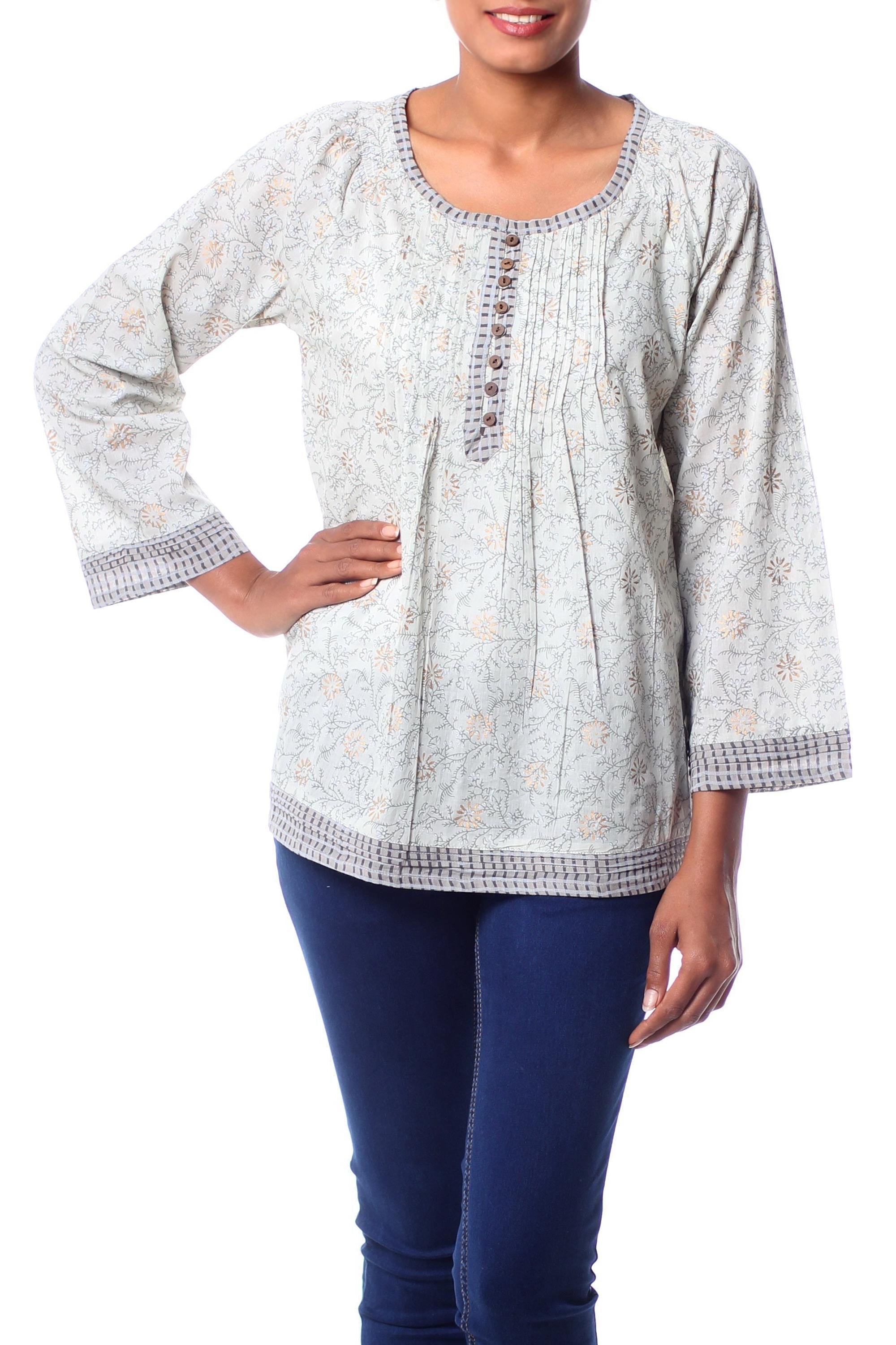 Pretty Block Print Cotton Blouse for Women from India - Rajasthan Grace