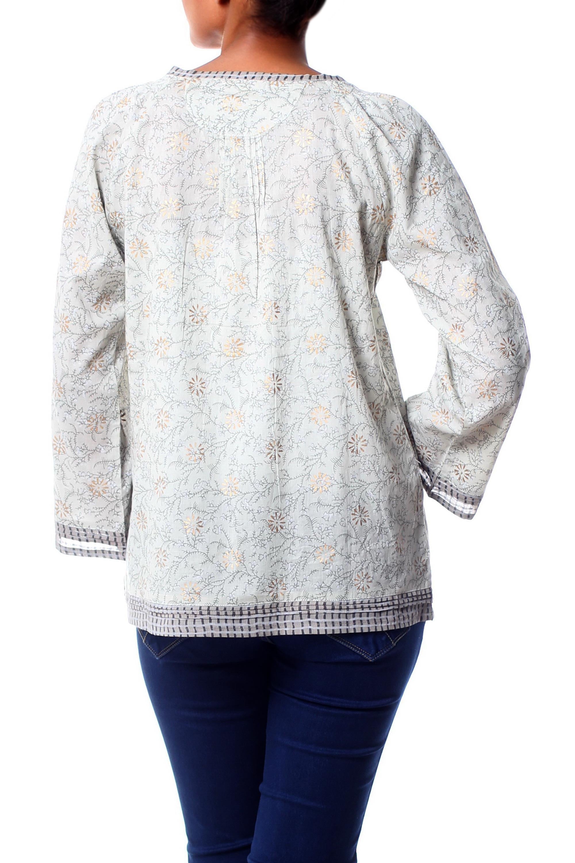 Pretty Block Print Cotton Blouse for Women from India - Rajasthan Grace