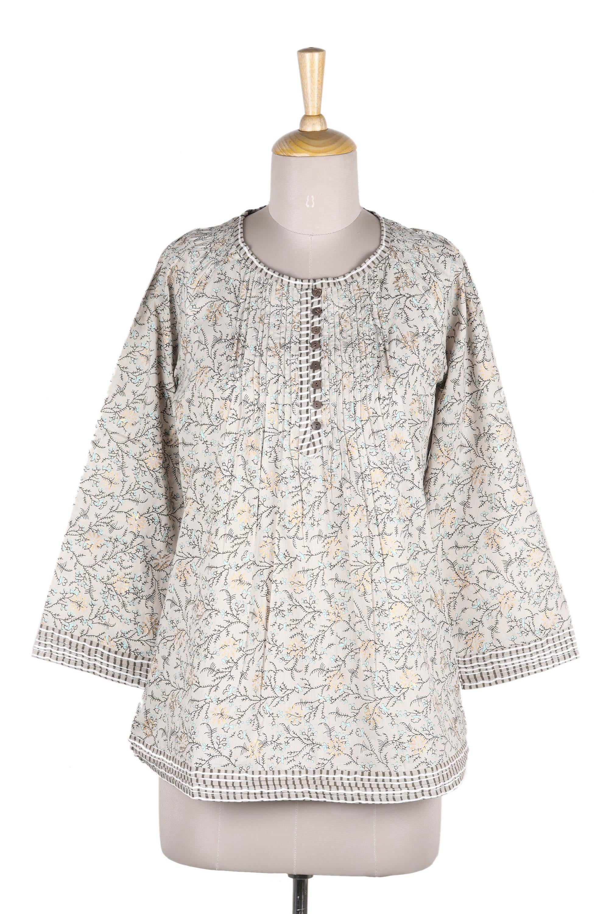 Pretty Block Print Cotton Blouse for Women from India - Rajasthan Grace