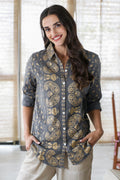Paisley Motif Block-Printed Cotton Shirt from India - Paisley Elegance