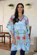Glass Bead Embellished Caftan from India - Spring Smile