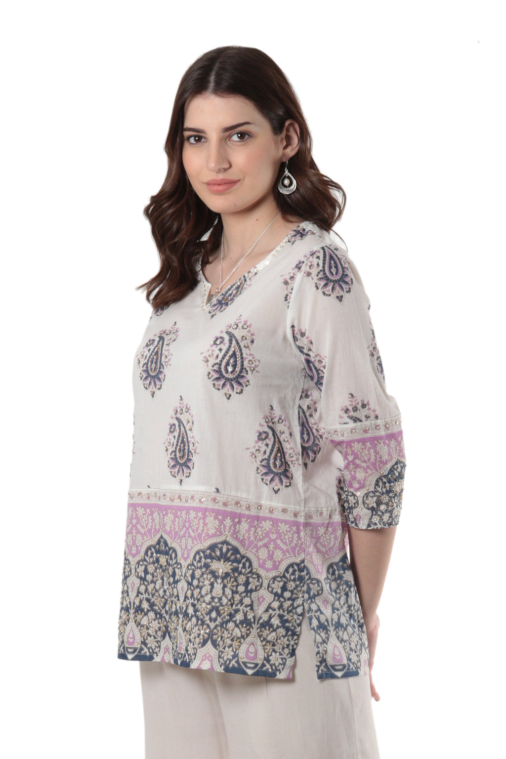 Block-Printed Cotton Tunic with Paisley Motif - Glory of Jaipur