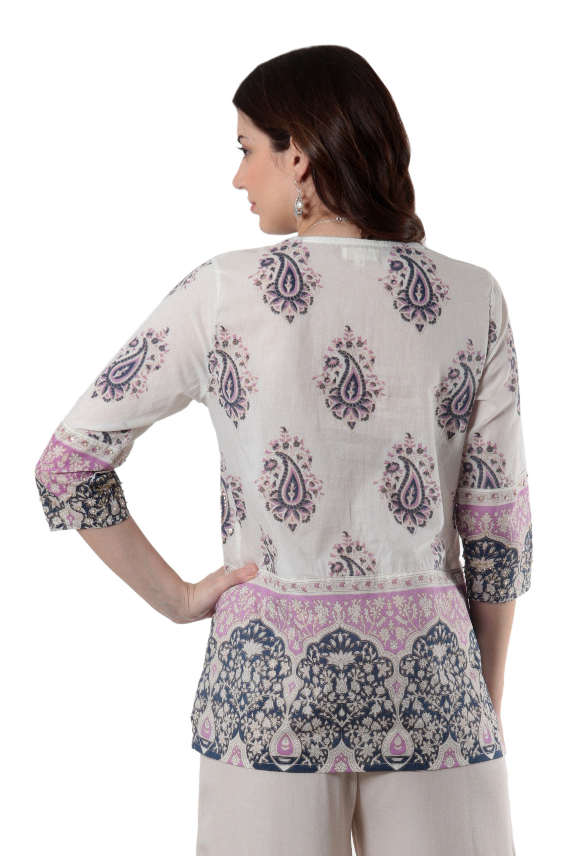 Block-Printed Cotton Tunic with Paisley Motif - Glory of Jaipur